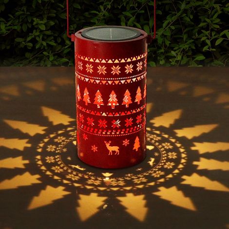 Lanterne Noel, Lanterne Solaire Exterieur, Lanternes de Noël avec Lumière LED, Lanterne Decoration Noel, Étanches Lanternes d'extérieur LED Suspendue/Poser, pour Jardin Extérieur Patio Balcon Camping (1/5)