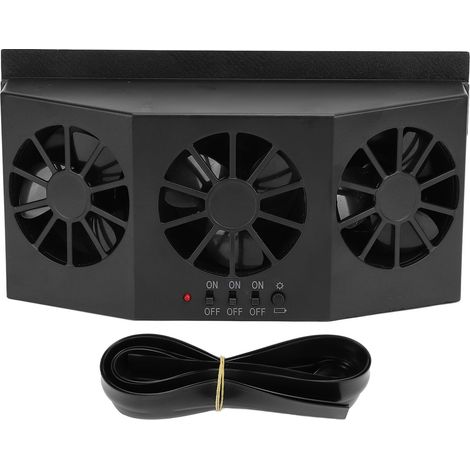 Ortviai Ventilateur d’Échappement Solaire pour Voiture – 3 Ventilateurs, Noir, Refroidissement & Aération Auto