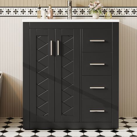 Mobile bagno con lavabo 76 x 46,5 x 85,5 cm nero DESVIAE (1/5)
