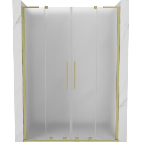Mexen Velar L Duo Schiebetür-Duschkabine 160 cm, mattiert, gebürstetes Gold - 871-160-003-32-55 (1/5)