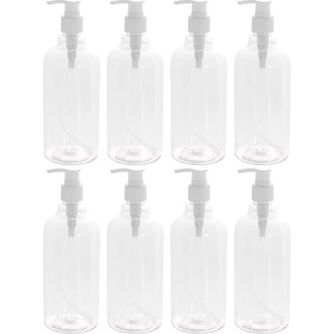 Lot de 8 flacons distributeurs transparents et vides avec pompe-AquaForge (1/5)