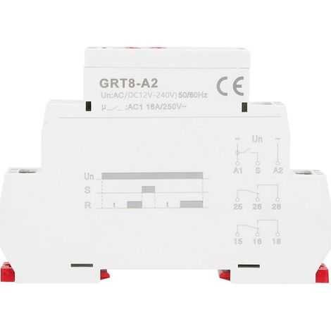 Relais temporisé sur Rail Din à fonction unique, contrle industriel, minuterie automatique GRT8-A2 (AC/DC12V-240V) (1/5)