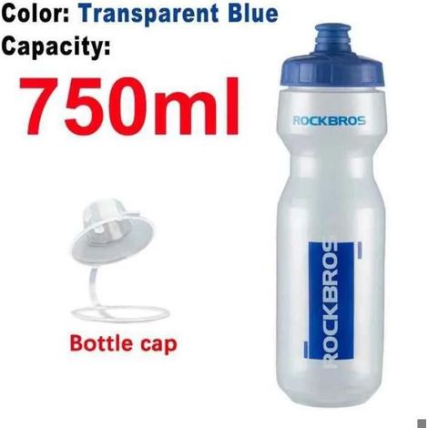 Porte-bouteille d'eau de cyclisme VTT et vélo de route, tasse à presser transparente bleue pour course, escalade et sports, fixation incluse