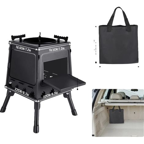Hornilla de camping, diseño portátil, apta para varios combustibles, color negro. (1/2)