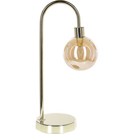 Lampada da tavolo in acciaio e vetro color oro Ramis