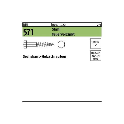 6KT.HOLZSCHRAUBE feuerverzinkt 571 10X100 100 Stück/Paket (1/3)