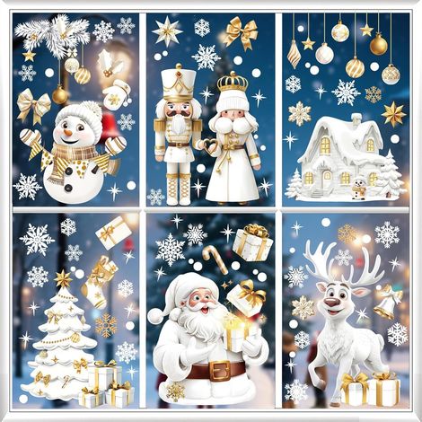 Autocollants Fenêtre Père Noël et Renne Stickers Casse-Noisettes (1/5)