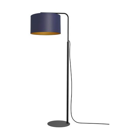 Lampada da terra Arden nera paralume blu E27 Luminex
