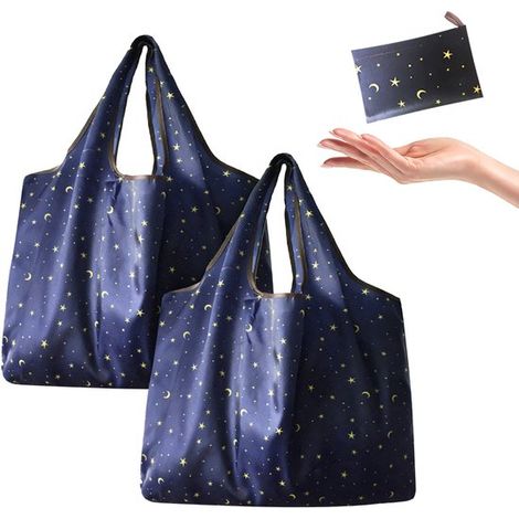 Bolsas de la compra，2 unidades，5240 cm，1410 cm plegadas，Bolsa de supermercado portátil，Bolsa de la compra ecológica，Bolsa de tela Oxford (1/5)