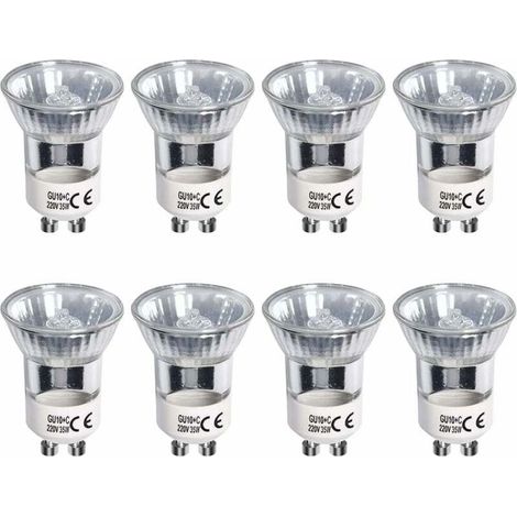 Ampoules halogènes GU10, 35W blanc chaud 2700K à intensité variable équivalent à des ampoules LED 3W 360 lumens halogènes 120 degrés pour lampe à lave, AC 220V-240V, lot de 8 (1/5)