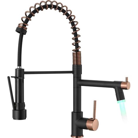 Robinet Cuisine 2 en 1 avec Douchette et Bec Mobile Mitigeur Évier Nickel Brossé Bec Rotatif 360° Pulvérisateur Détachable et Télescopique (1/5)