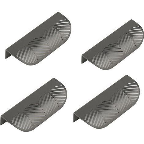 4 poignées de meuble en forme de feuille en laiton doré, poignées pour meubles de cuisine en cuivre, poignées de porte pour tiroirs, (gris) (1/5)