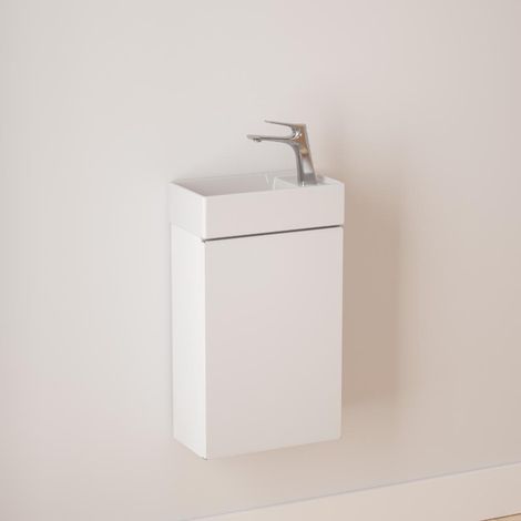 Durovin Bathrooms 400mm Wall Mounted Vanity Unit Include Basin - Soft Close Door - 710mm — 220mm(H-D)- Milky White (1/5)