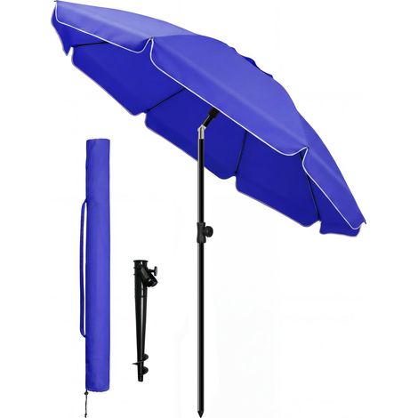 VOUNOT 2m Tilting Garden Parasol UV50+ with Ground Anchor, Blue