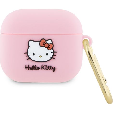 Custodia per AirPods 3 Hello Kitty 3D in silicone rosa (1/3)