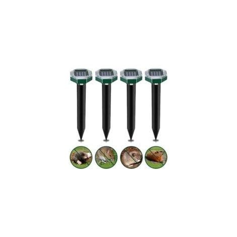 Repelente ultrasónico de topos con energía solar, paquete de 4, anti-topos, repelente de topos por vibración y ultrasonido con energía solar, resistente al agua IP65, repelentes de topos con energía s