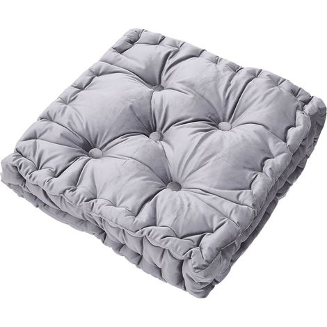 Grey Square Italian Velvet Seat Cushion Throw Pillow (1/4)