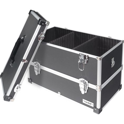HMF 14660-02 Alu Werkzeugkoffer leer, Schminkkoffer, 2 Etagen, 44 x 32,5 x 24 cm, schwarz (1/5)