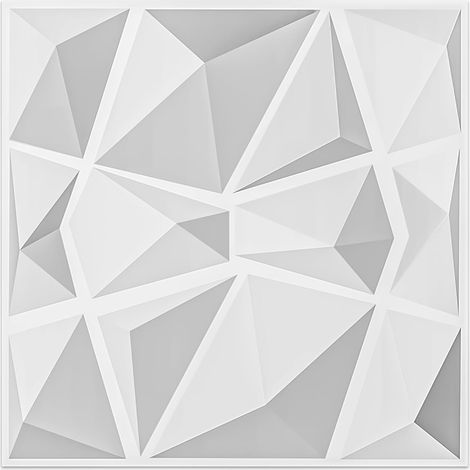 Lot de 12 Panneaux Muraux Texturés 3D,Dalles Murales Décoratives Blanc, Salon,Chambre, Bureau50 x 50 cm,3㎡ (1/5)