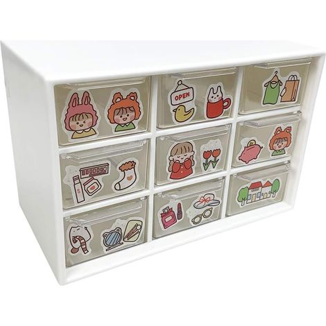 Tiroir De Rangement - Organiseur Acrylique Avec 9 Tiroirs Démontables - Pour Bureau Vanity Atelier - 18 x 10 x 12 cm (1/5)