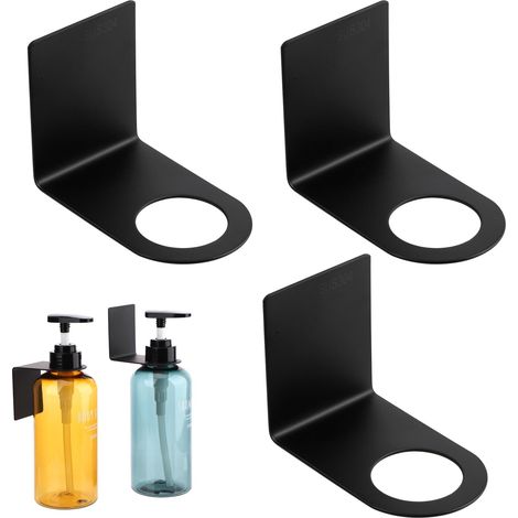 Lot de 3 porte-bouteilles adhésifs sans perçage, distributeur de bouteilles de cuisine, diamètre 3,3 cm, support mural pour bouteille de lotion, support mural antirouille pour salle de bain, (1/5)