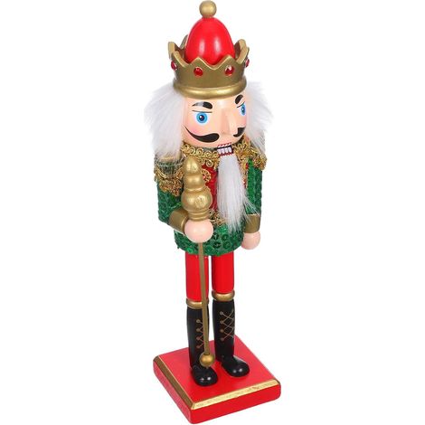Figurine Casse-Noisette Soldat en Bois Vert, Décoration Noël (1/5)