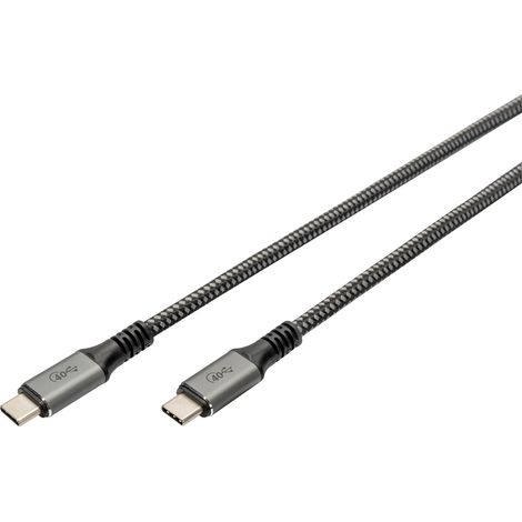 Digitus USB-C® Kabel USB4® USB-C® Stecker 1.00 m Schwarz Geflechtschirm, Geschirmt, reißfest, Rund, (1/3)