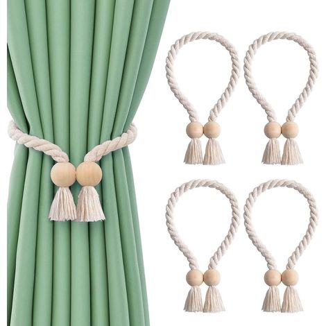 Lot de 4 embrasse rideau magnétique avec aimants extra puissants, Crochet rideau sans perçage (1/5)
