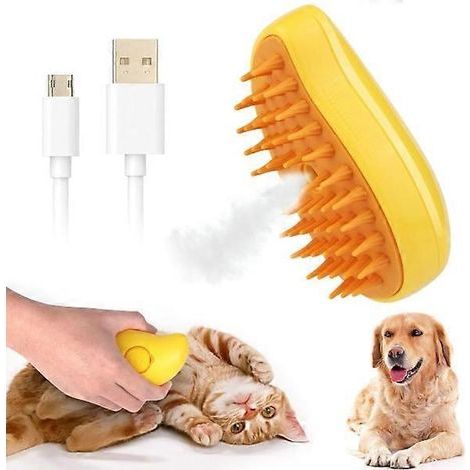 Brosse pour chat, brosse vapeur 3 en 1 pour l'épilation des poils de chat, brosse de massage vapeur pour chat, peigne d'épilation pour chats et chiens (vert)-AquaForge (1/5)