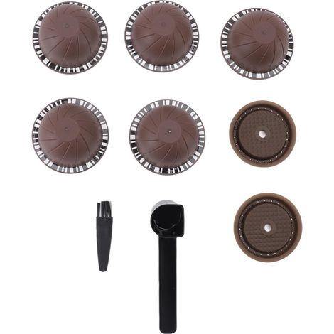 Kit de Capsules Réutilisables pour Machine à café Dosettes Rechargeables DIY avec Cuillère, Brosse, Disques en Silicone écologiques (Café) (1/5)