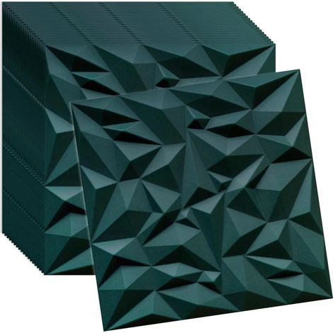 Panneaux muraux et plafond 3D vert VERDICO 50x50 cm – polystyrène décoratif, lot 20 pièces (5 m²)