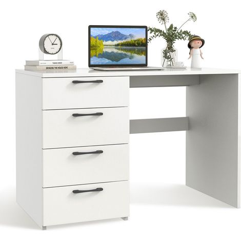 COSTWAY 4 Drawers Computer Desk Modern Writing Desk Compact Laptop PC Table Workstation (1/5)