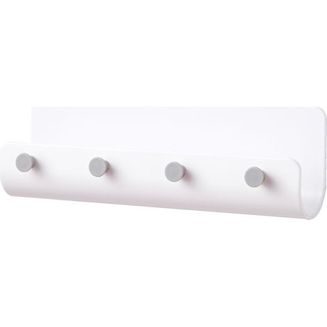 Sollbry Polyvalent Mail Support Mural avec 4 Crochets pour Clés, Adhésif Lettre Trieur Étagère Rangement et Accroche-clés pour Cuisine, Maison, Bureau Entrée, Porche (Blanc)21.86.85.3CM (1/4)