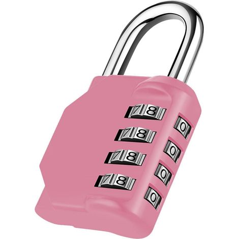 Cadenas à combinaison 4 chiffres résistant aux intempéries pour casier, salle de sport, école, porte, clôture - Rose