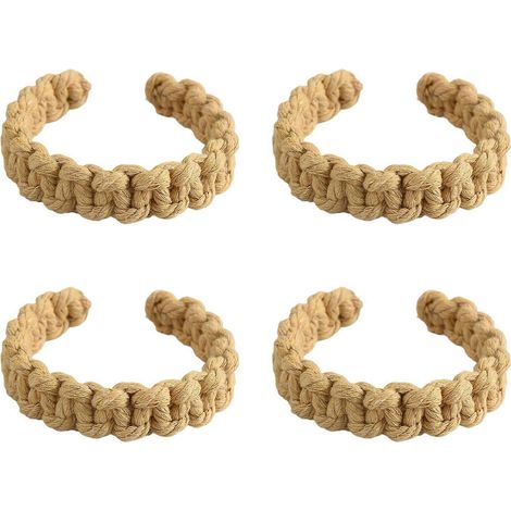 Lot de 4 embrasses de rideaux minimalistes scandinaves en jute kaki, résistantes et durables. (1/4)