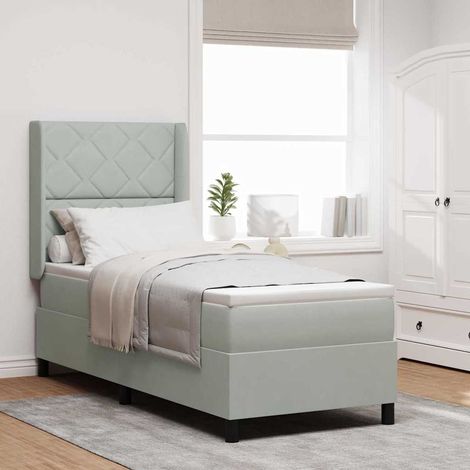 Cama tipo Box Spring Gris Claro 80 x 200 cm Terciopelo (1/5)