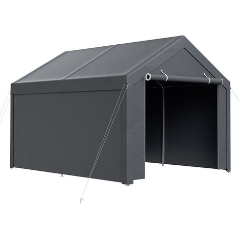 TolleTour Carpa de almacenamiento para exteriores de 3 x 4 m, color gris, con lona de PE y tubos de acero galvanizado (1/5)