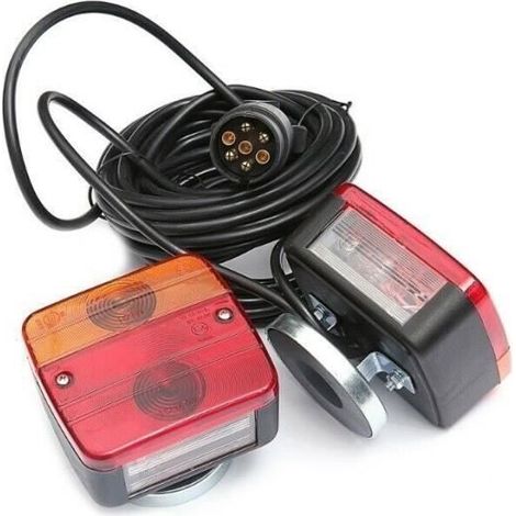 Ensemble de feux arrière magnétiques en deux parties, certifié E11, 12 V, 4 fonctions, câble de 7,5 mètres, convient aux remorques, tracteurs, camions et camping-cars. (1/5)
