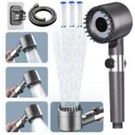 Pommeau de Duche Haute Pression,Pommeau de Duche Economie Deau avec Tuyau Douche 1.5M et Support,Salle de Bain Réglable à 4 Modes,Pommeau de Douche Anti Calcaire Bouton D'arrêt D'eau (1/5)