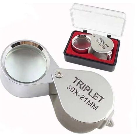 Loupe de bijoutier grossissante 30x loupe eclairante avec étui pour la lecture, les livres, les journaux, les insectes, les loisirs (30X) (1/5)