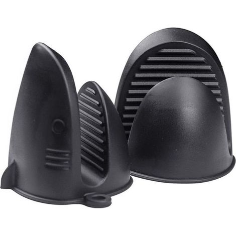 Hitzebeständige, rutschfeste, wasserdichte Silikon-Ofenhandschuhe, perfekt zum Kochen, Backen und Grillen (schwarz)