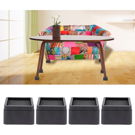 Surélévation de Meuble Modulables à 4 Pièces en ABS Noir, Hauteur 6,5 cm (1/5)