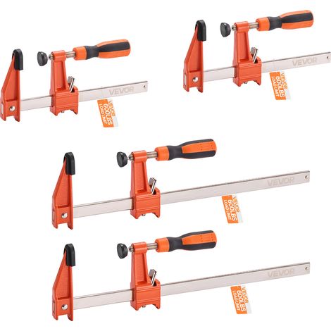 VEVOR Serre-Joints Verrouillable Ouverture de la Machoire 2PCs 30,48 cm 2PCs 15,24 cm, Pince Ecarteur en F Capacite Max. 272 kg, Profondeur 6,35 cm, en Fonte et Acier au Carbone, pour Menuisier