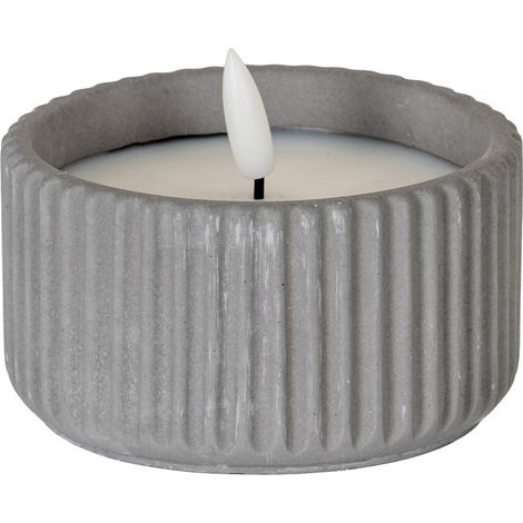 Luxe Collection Natural Glow Ribbed Small Led Candle - Wax - L9 x W9 x H5 cm - Grey