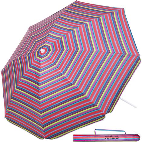 Kingsleeve Sonnenschirm 180 - 200cm UV Schutz 50+ Neigbar mit Erdspieß Tragetasche Wasserabweisend Strand Garten Strandschirm Balkonschirm Gartenschirm bunt - 200cm