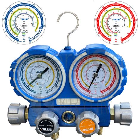 GRUPPO MANOMETRICO ANALOGICO A 4 VIE PER CONDIZIONAMENTO R32-R410A-R407C-R134A IN VALIGETTA - R32 -R410A -R134A -R404A  - GER