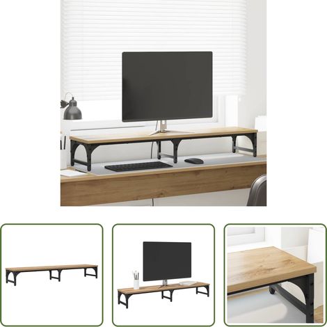 vidaXL Support écran minimaliste - Support de moniteur Chêne artisanal 105 x 23 x 15,5 cm (1/5)