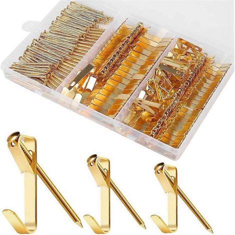 Kit de suspension de tableaux de 184 pièces, crochets métalliques avec clous, pour charges de 20 lb, 30 lb et 50 lb-AquaForge (1/5)