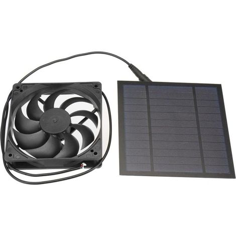 Kit de ventilador con intercambiador de calor de panel solar portátil de 10 W y 12 V, ideal para gallineros, invernaderos, cobertizos, casas para mascotas y extractores de ventanas. (1/4)