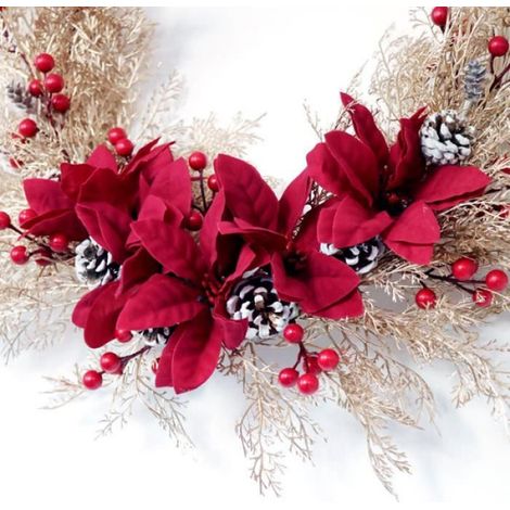 Couronne de Noël artificielle floquée avec décorations mixtes 50 cm (1/4)